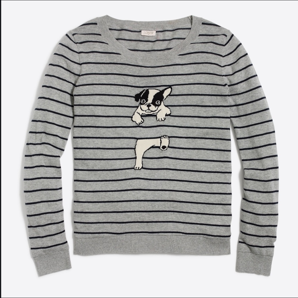 *SOLD* JCrew Factory French Bulldog Sweater, Size Small